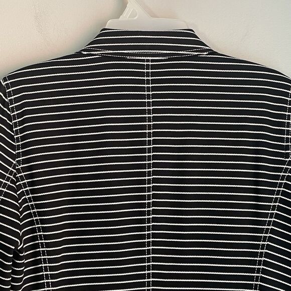 LAFAYETTE 148 Striped Blazer Sz 4 Devin Asymmetric Button Front Black Jacket - Picture 10 of 15